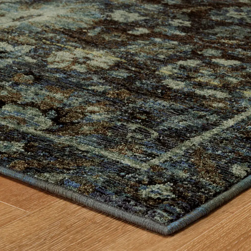 2' X 3' Navy Blue Oriental Power Loom Area Rug - Image 4