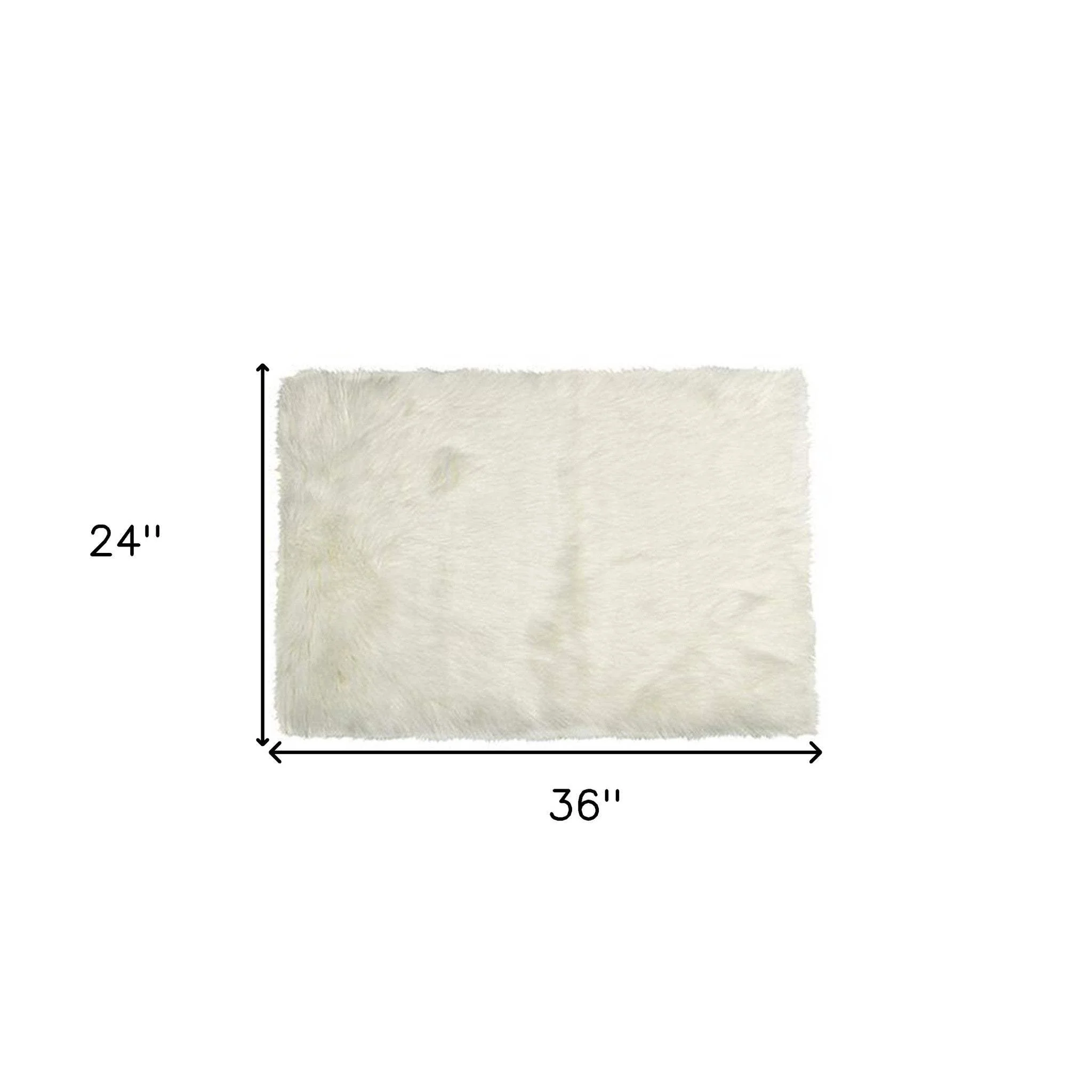 2' X 3' Off White Faux Fur Washable Area Rug - Image 3