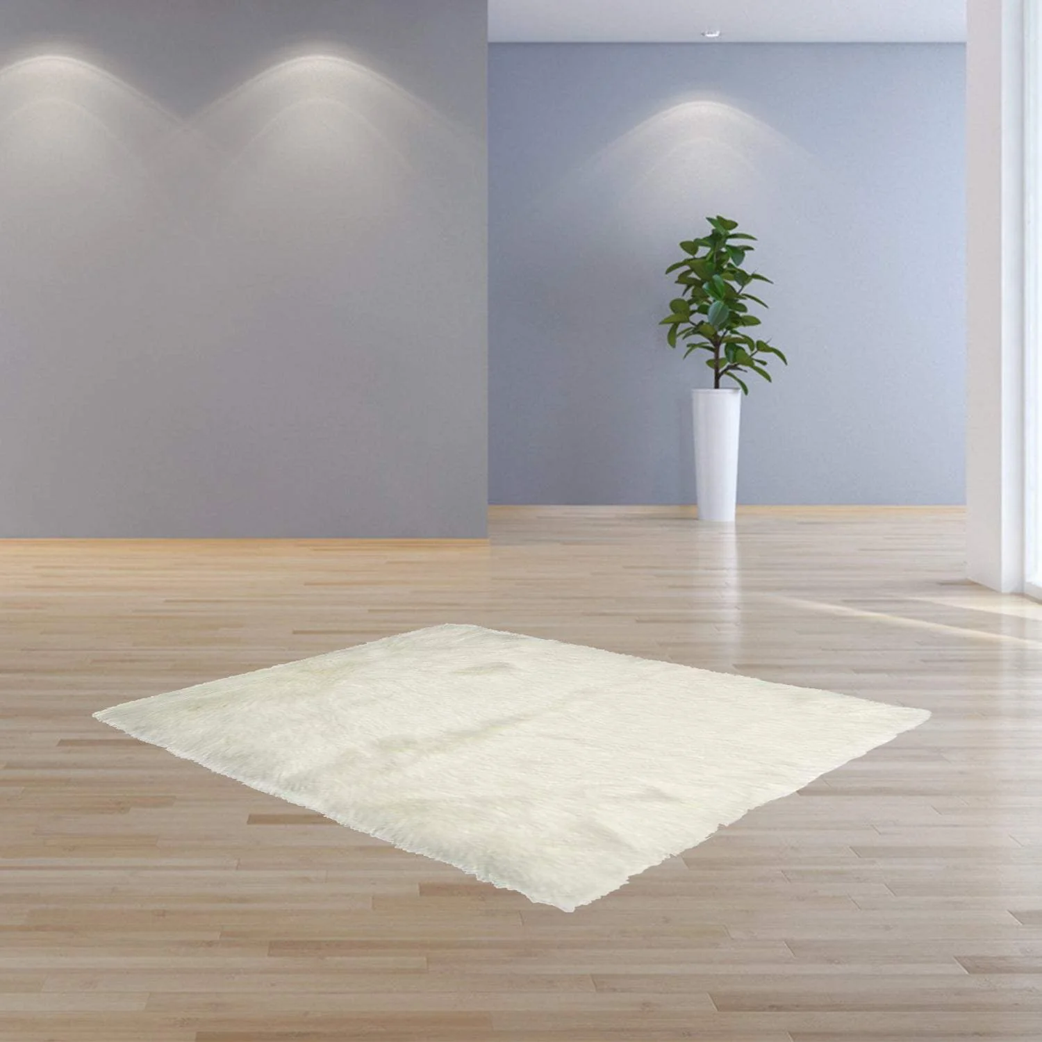 2' X 3' Off White Faux Fur Washable Area Rug - Image 7