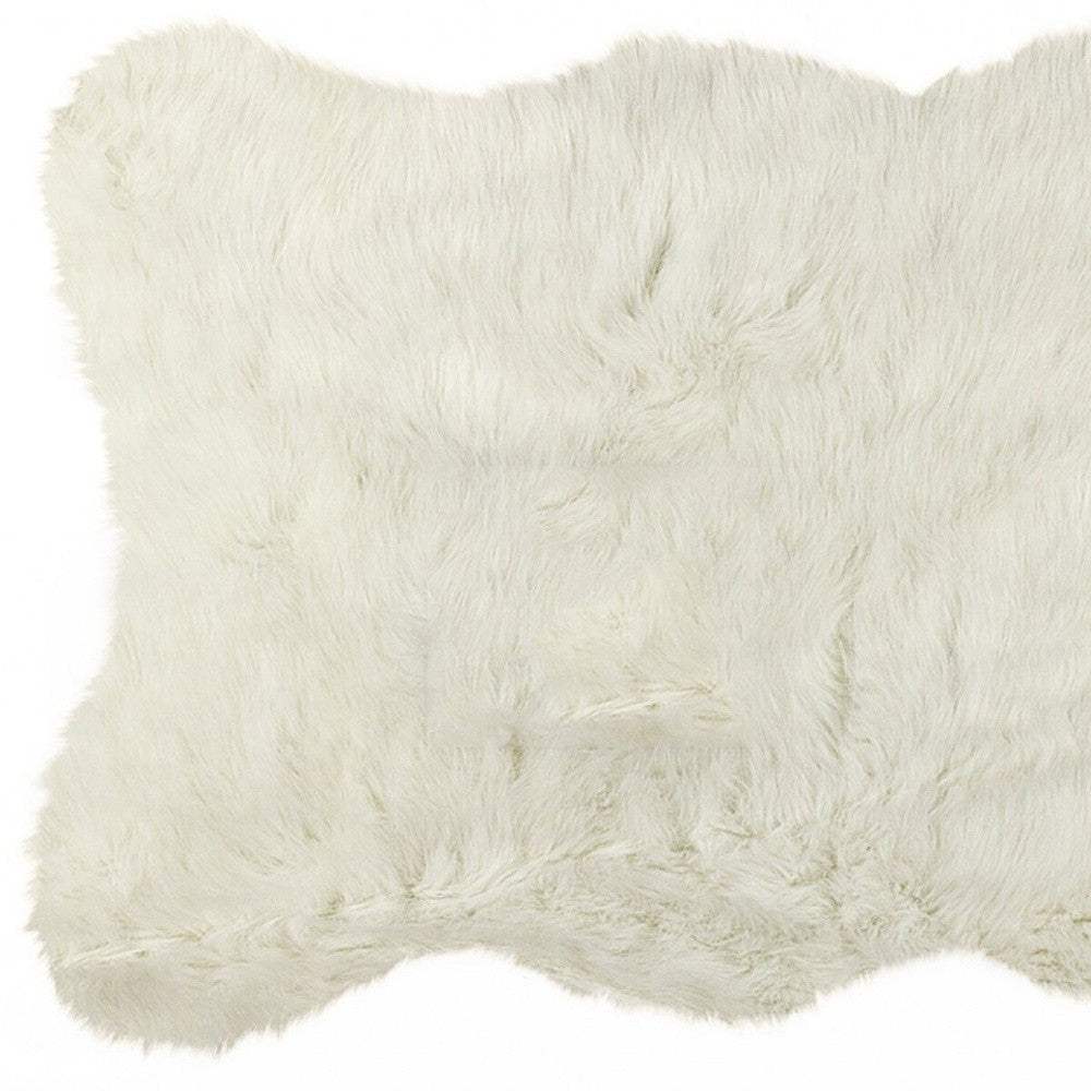2' X 3' Off White Faux Sheepskin Shag Area Rug - Image 6