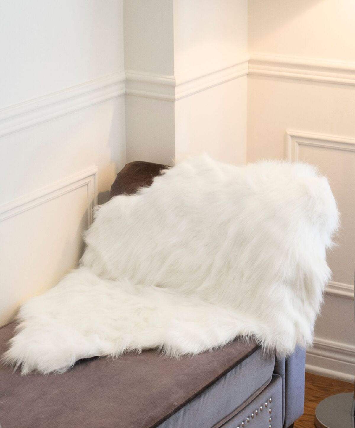 2' X 3' Off White Faux Sheepskin Shag Area Rug - Image 7