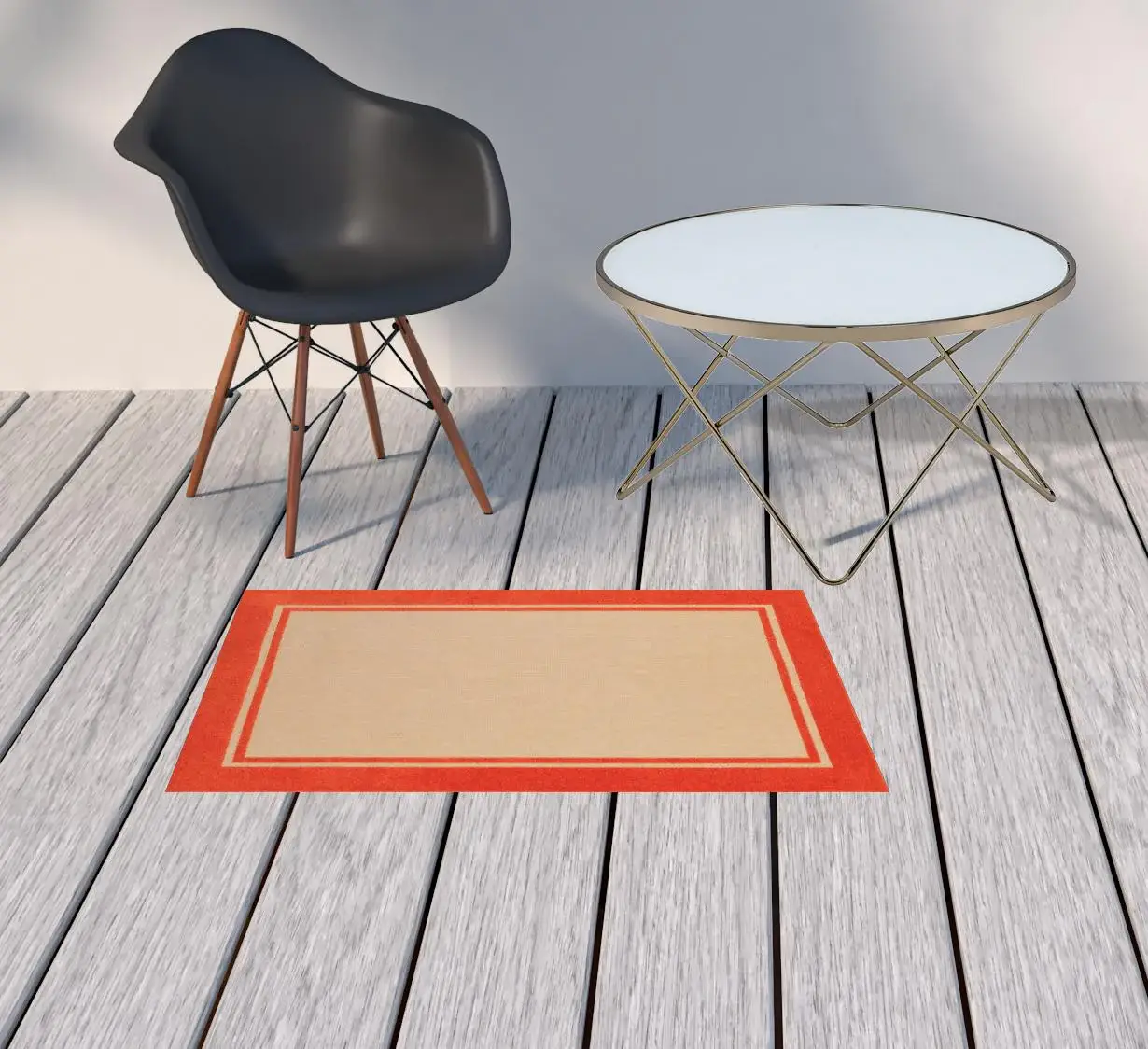 2' X 3' Orange Stain Resistant Indoor Outdoor Area Rug - Image 2