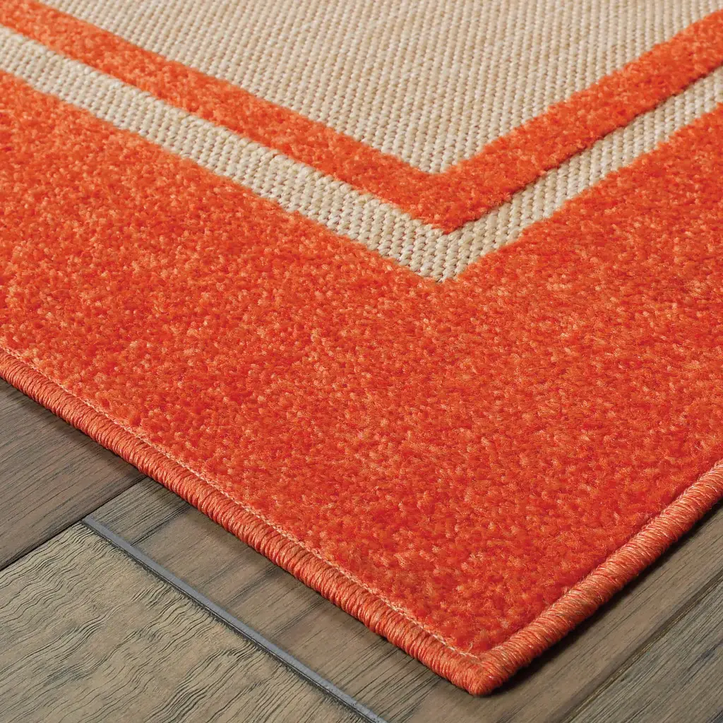 2' X 3' Orange Stain Resistant Indoor Outdoor Area Rug - Image 3