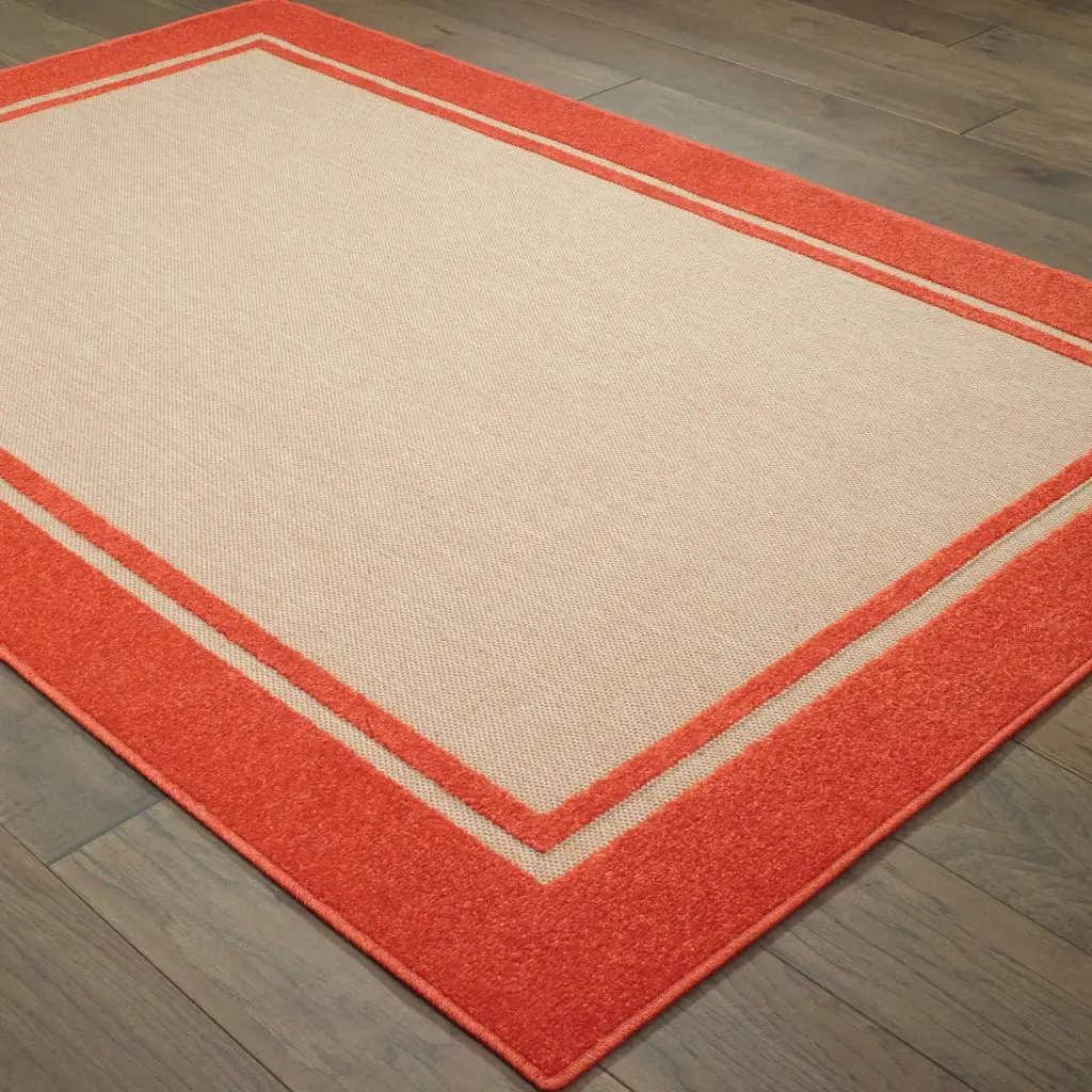 2' X 3' Orange Stain Resistant Indoor Outdoor Area Rug - Image 4