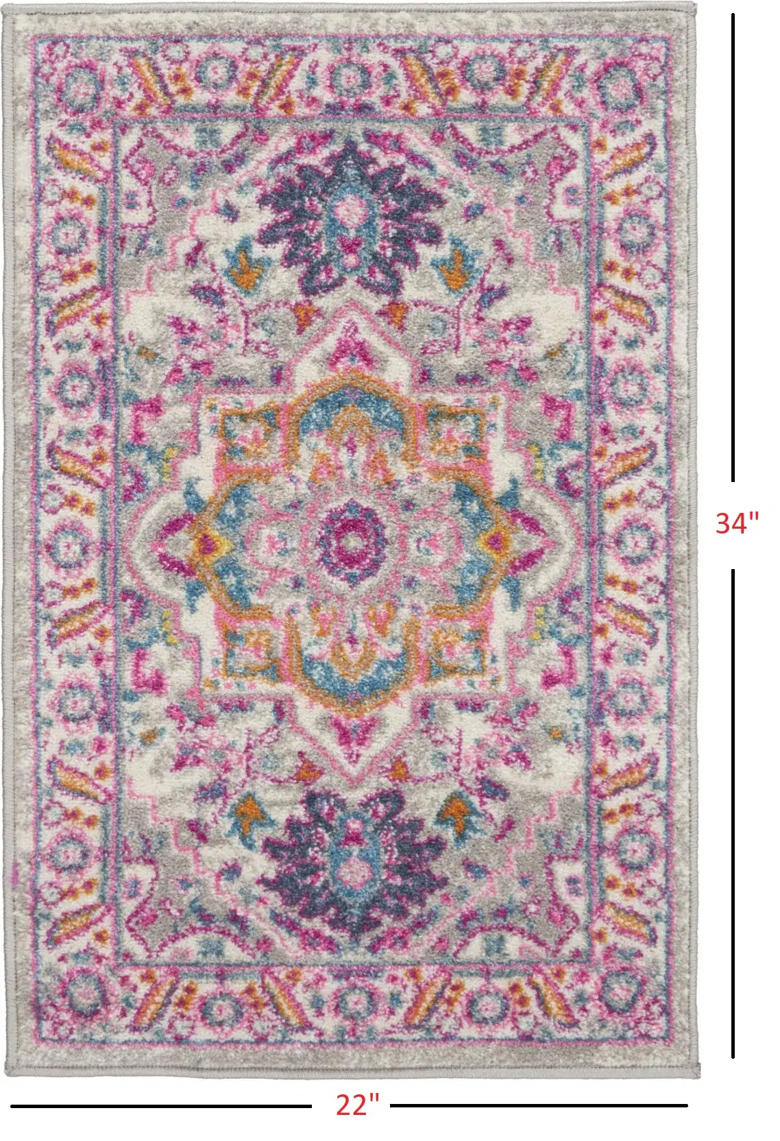 2' X 3' Pink And Gray Power Loom Area Rug - Image 3