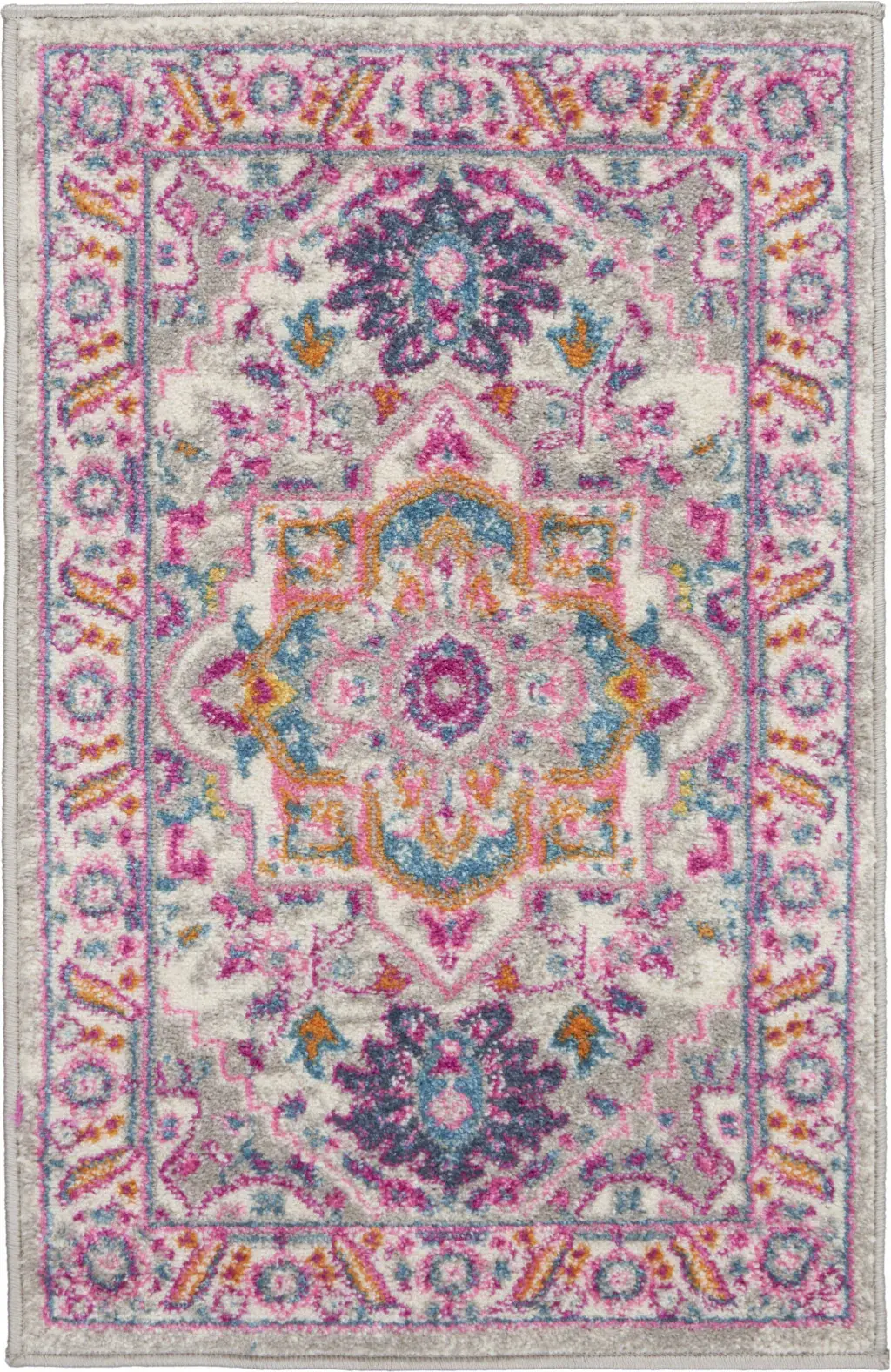 2' X 3' Pink And Gray Power Loom Area Rug - Image 4