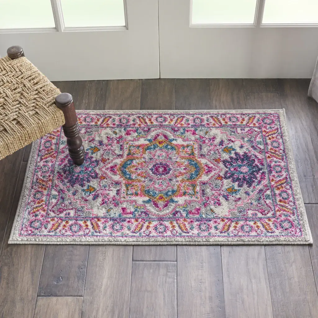 2' X 3' Pink And Gray Power Loom Area Rug - Image 7