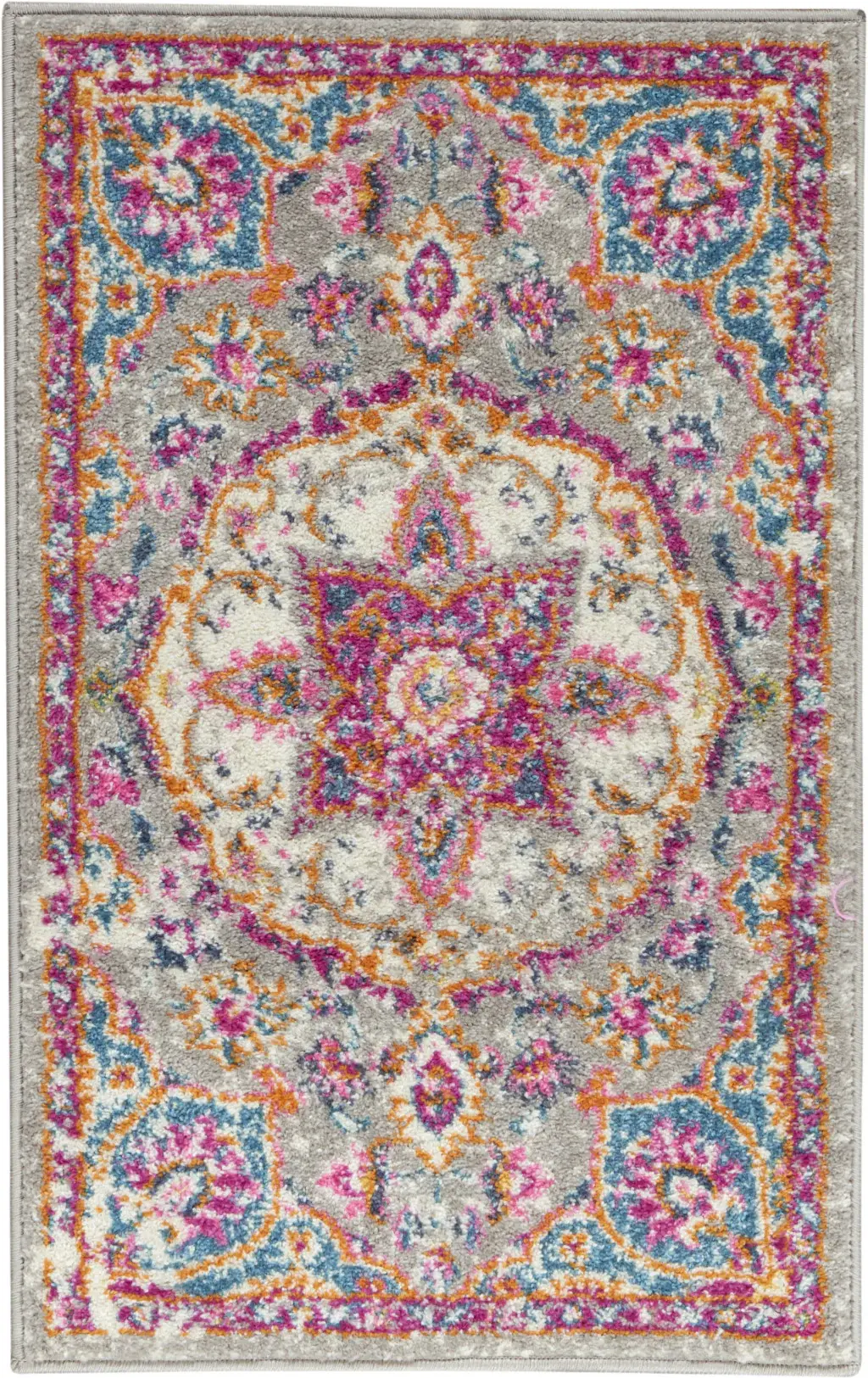 2' X 3' Pink And Gray Power Loom Area Rug - Image 2