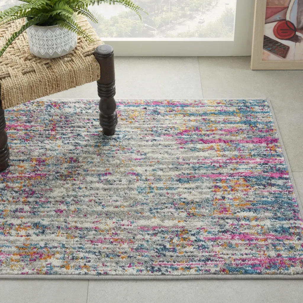 2' X 3' Pink And Ivory Abstract Power Loom Area Rug - Image 7