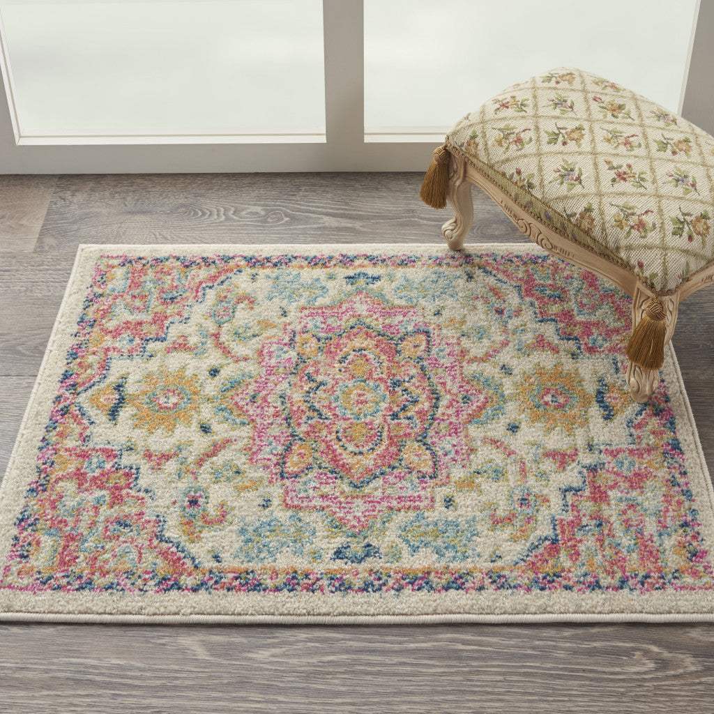 2' X 3' Pink And Ivory Southwestern Dhurrie Area Rug - Image 6