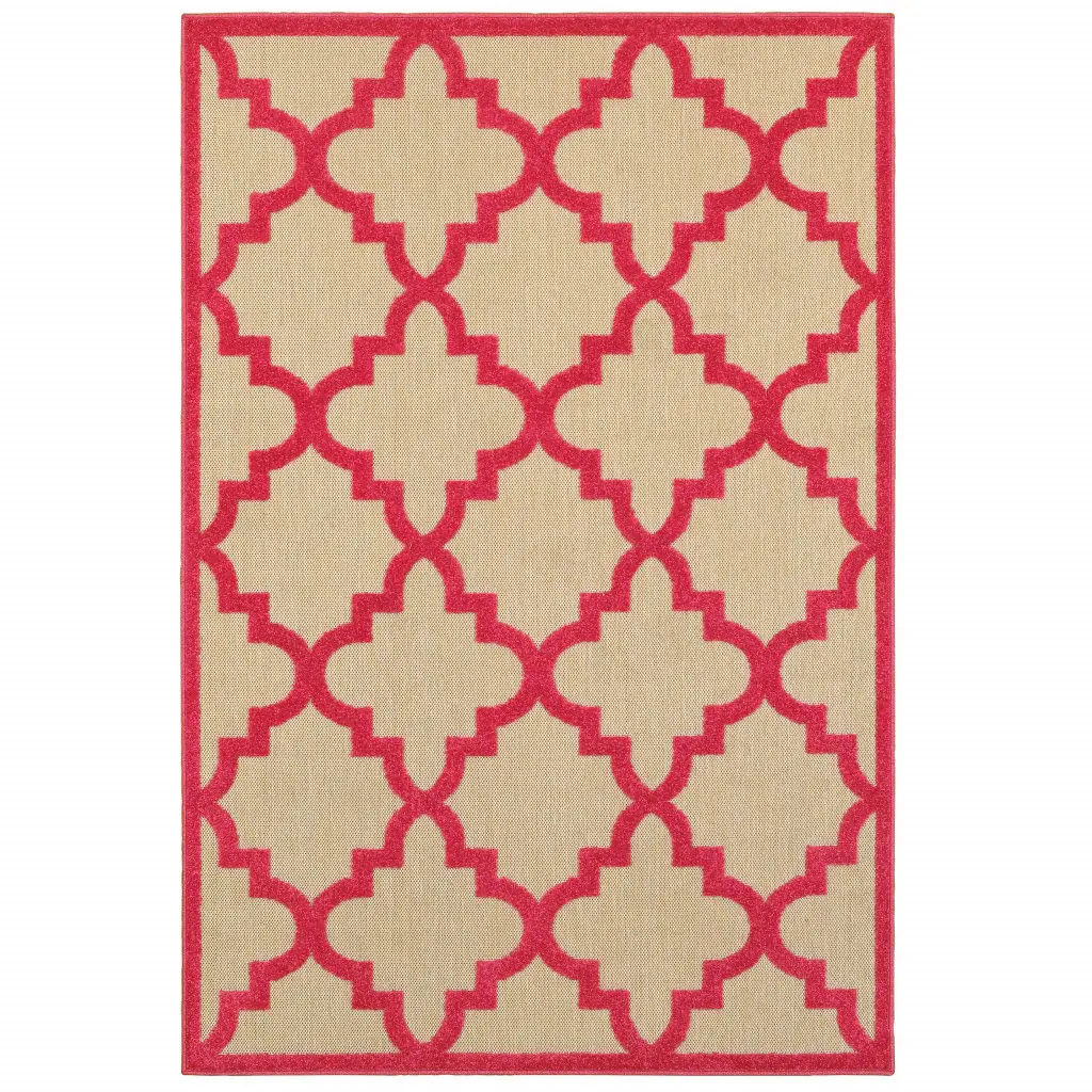 2' X 3' Pink Geometric Stain Resistant Indoor Outdoor Area Rug