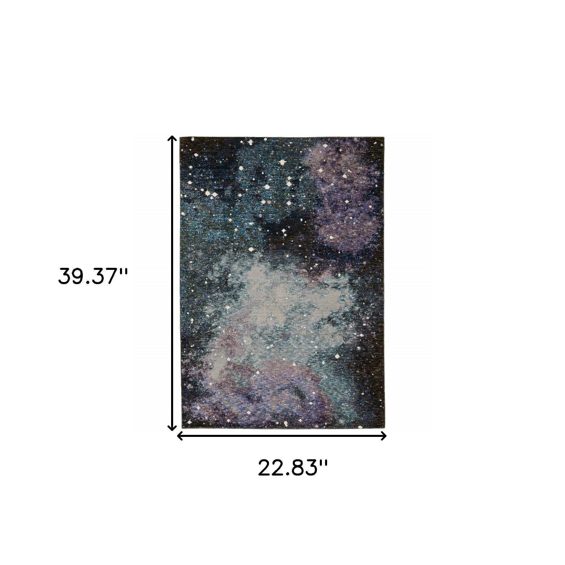 2' X 3' Purple and Ivory Abstract Power Loom Area Rug - Image 3