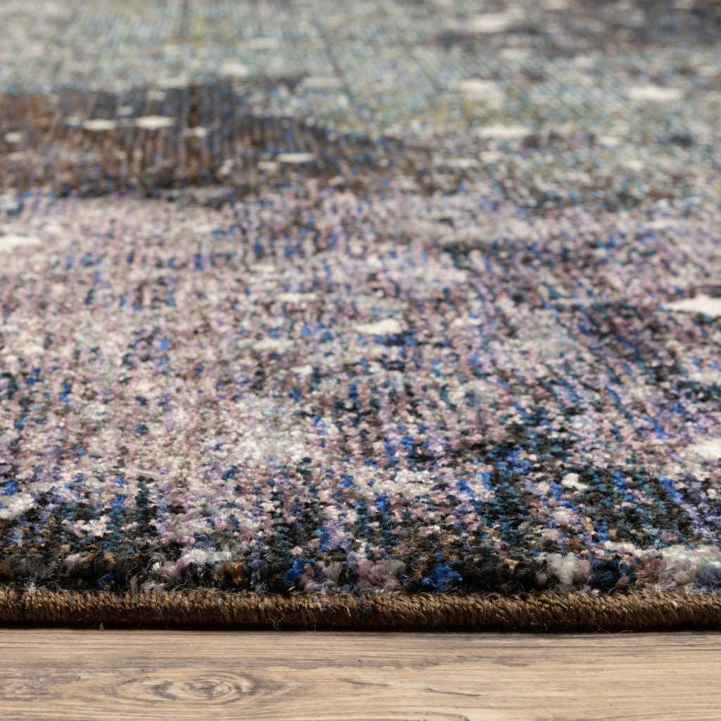 2' X 3' Purple and Ivory Abstract Power Loom Area Rug - Image 7