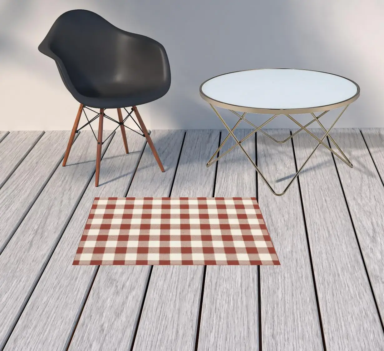 2' X 3' Red and Ivory Geometric Stain Resistant Indoor Outdoor Area Rug - Image 2