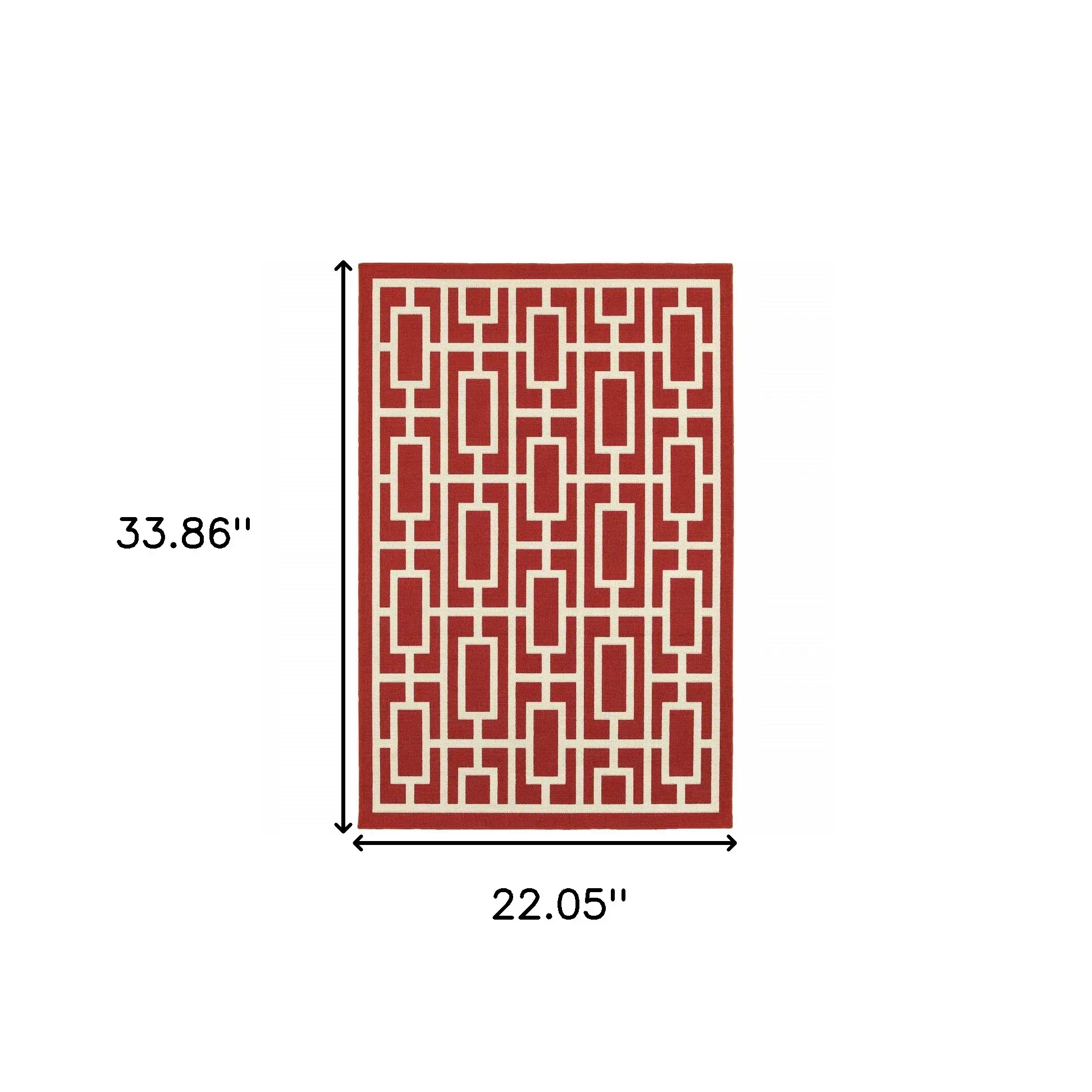 2' X 3' Red and Ivory Geometric Stain Resistant Indoor Outdoor Area Rug - Image 5