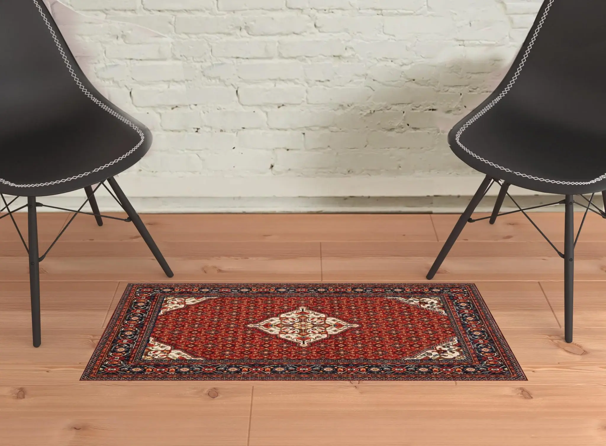 2' X 3' Red Blue Ivory And Orange Oriental Power Loom Stain Resistant Area Rug With Fringe - Image 4