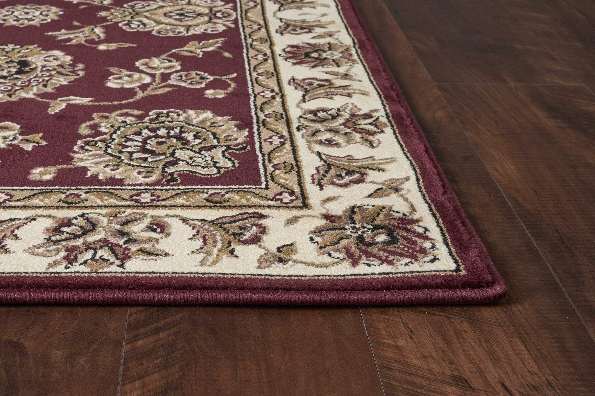 2' X 3' Red Ivory Machine Woven Floral Traditional Indoor Accent Rug - Image 8