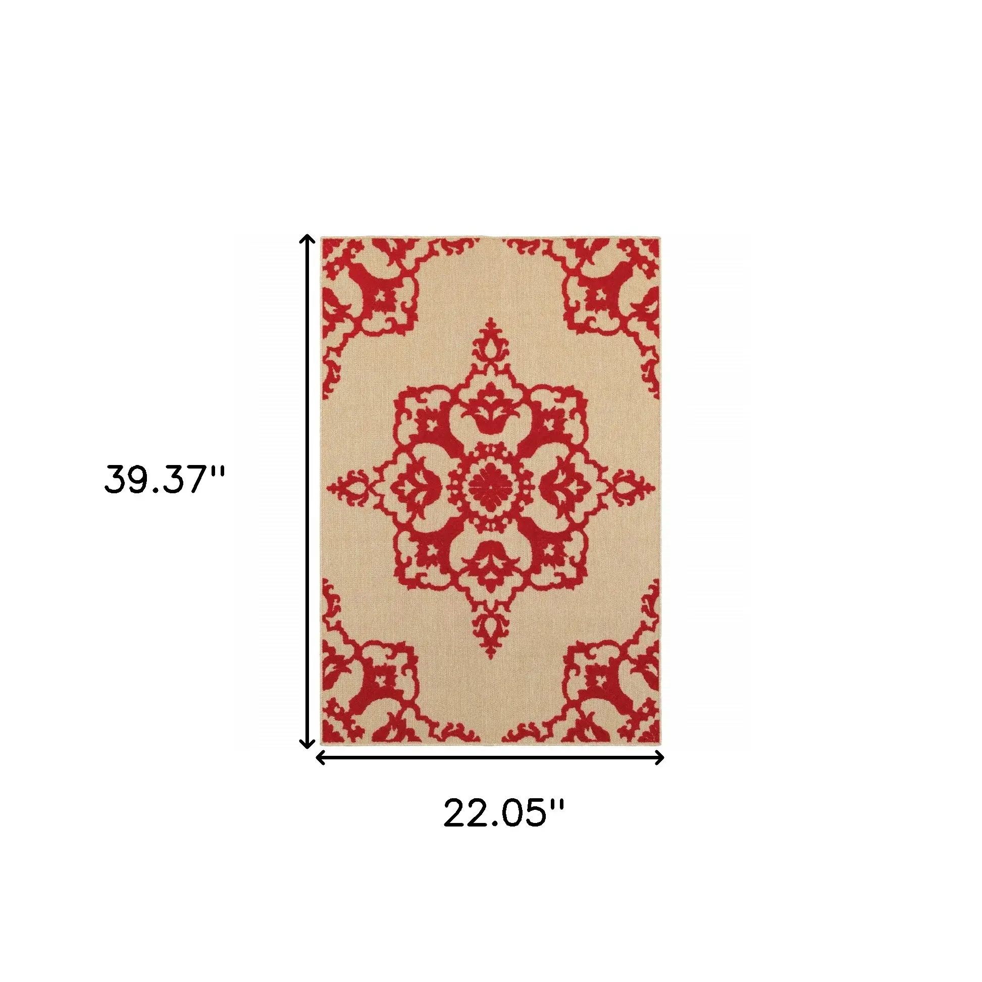 2' X 3' Red Oriental Stain Resistant Indoor Outdoor Area Rug - Image 5