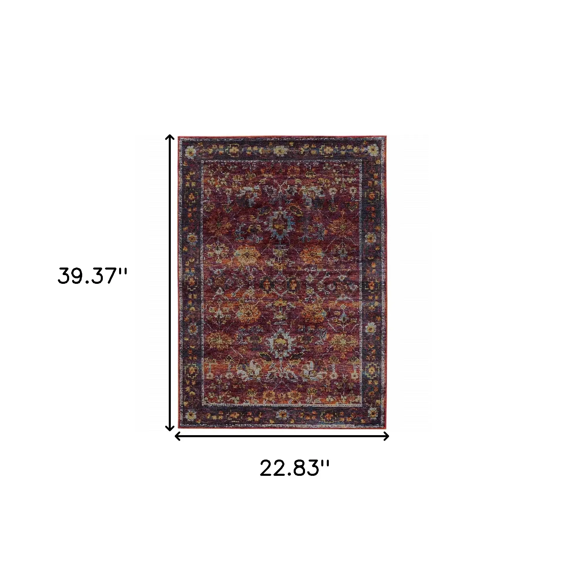 2' X 3' Red Purple Oriental Power Loom Area Rug - Image 3