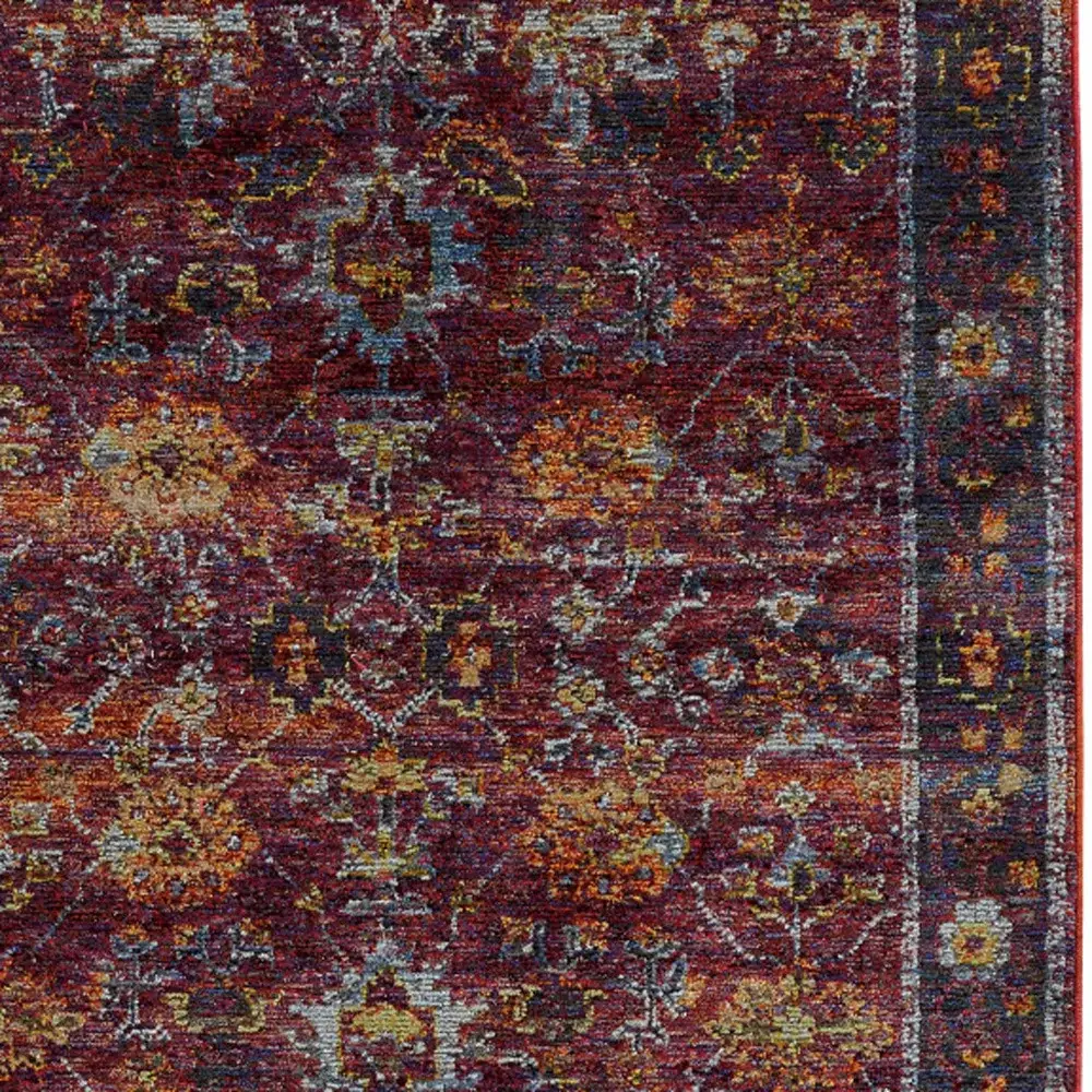 2' X 3' Red Purple Oriental Power Loom Area Rug - Image 4
