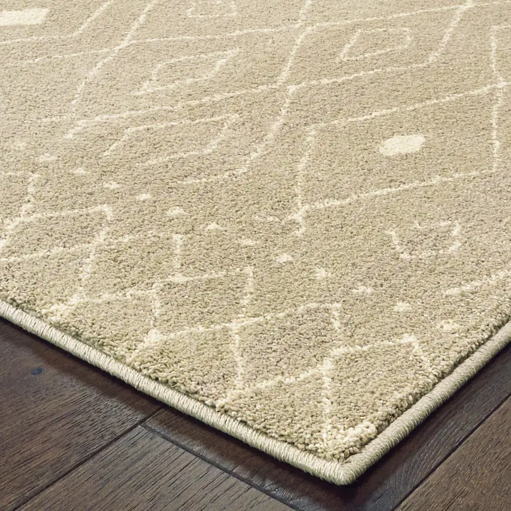 2' X 3' Sand And Ivory Geometric Power Loom Stain Resistant Area Rug - Image 2