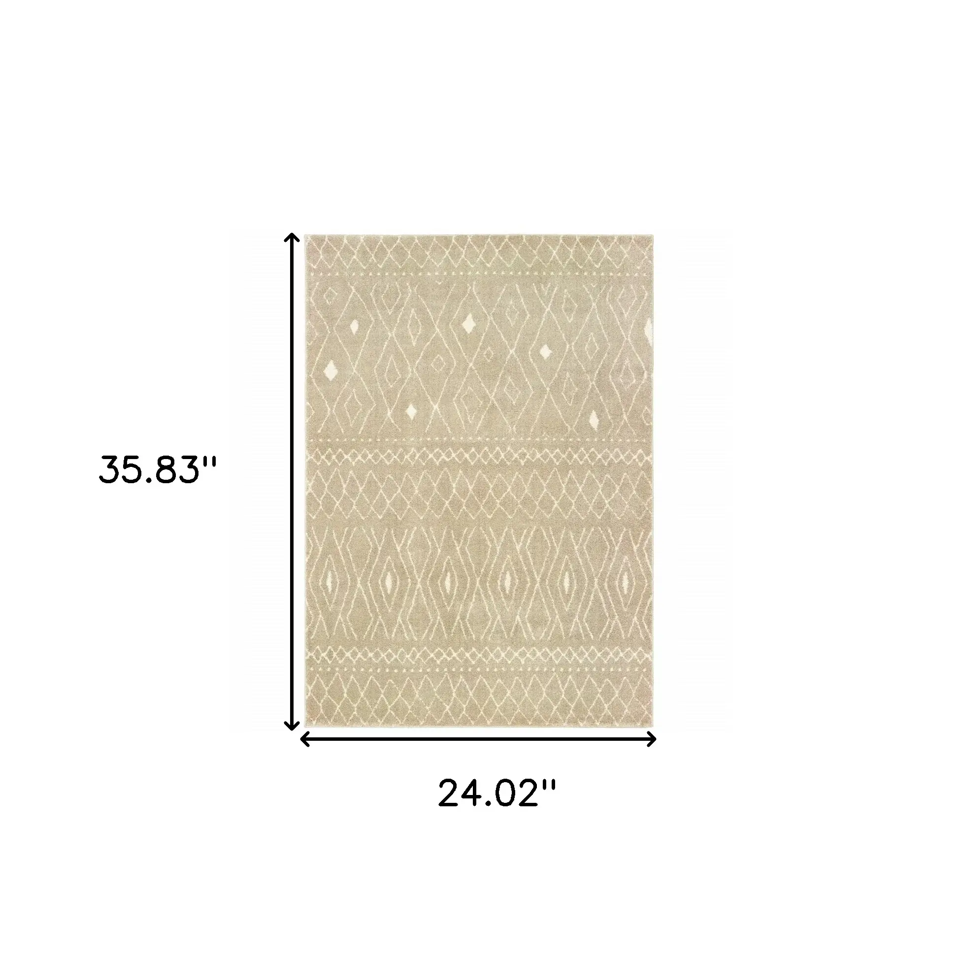 2' X 3' Sand And Ivory Geometric Power Loom Stain Resistant Area Rug - Image 6