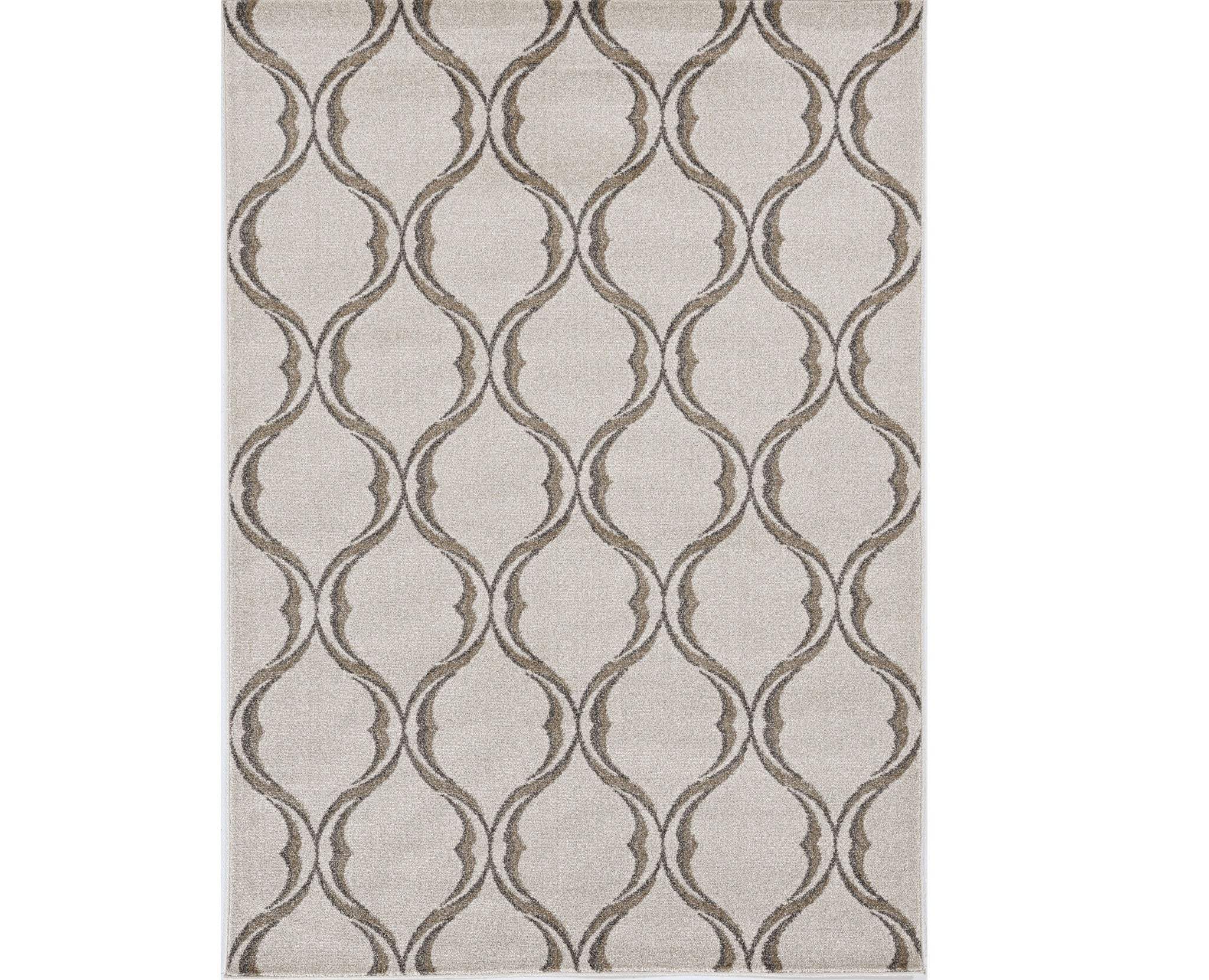 2' X 3' Sand Wavy Line Pattern Accent Rug - Image 2