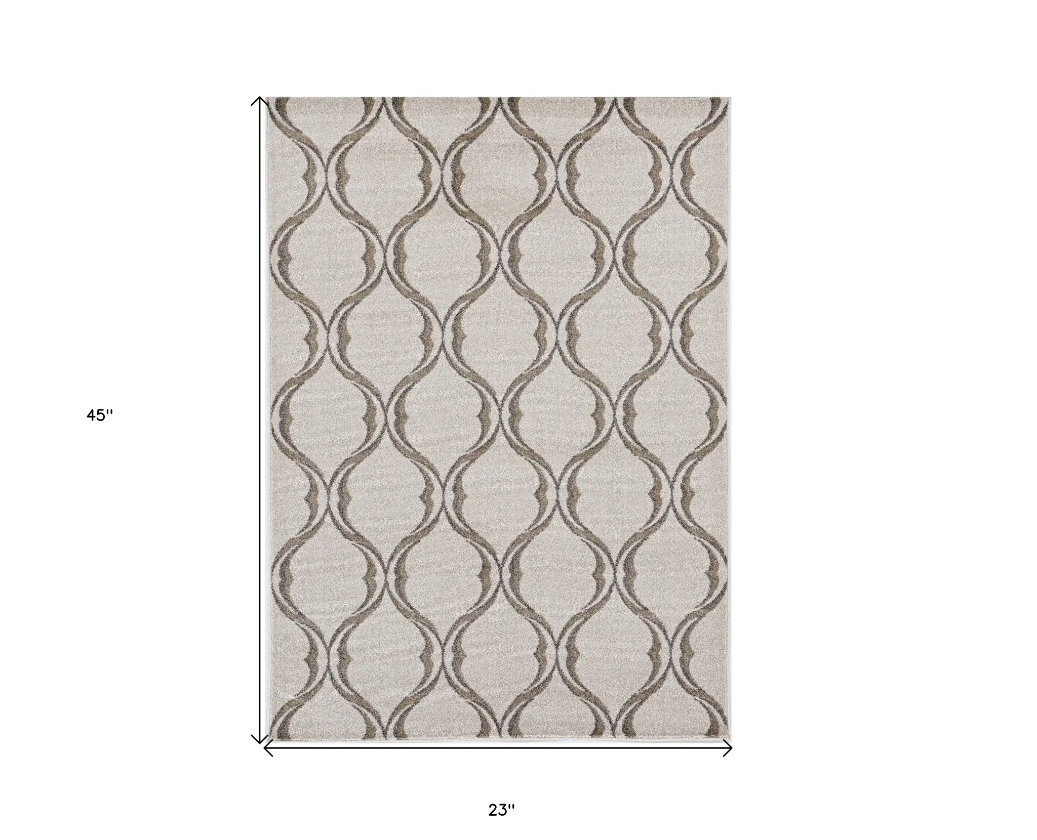 2' X 3' Sand Wavy Line Pattern Accent Rug - Image 3