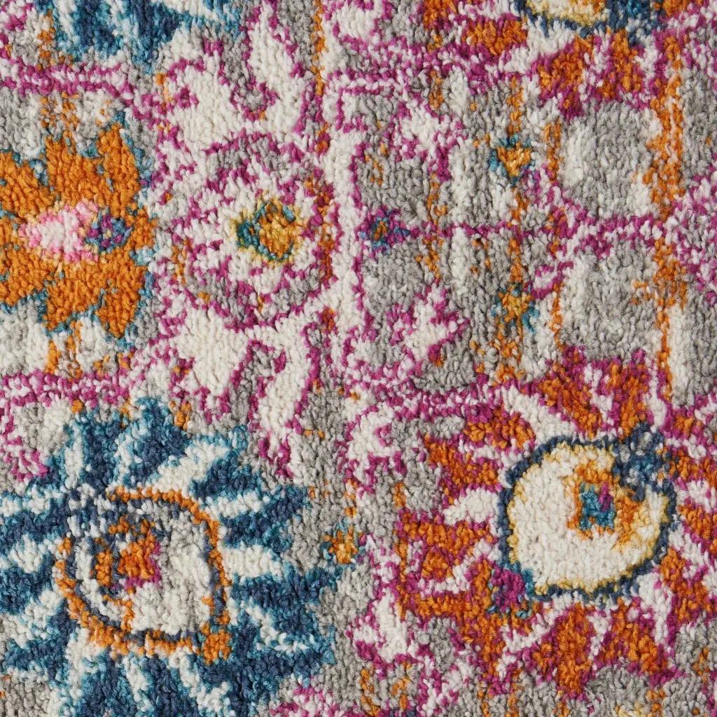 2' X 3' Silver Floral Power Loom Area Rug - Image 3