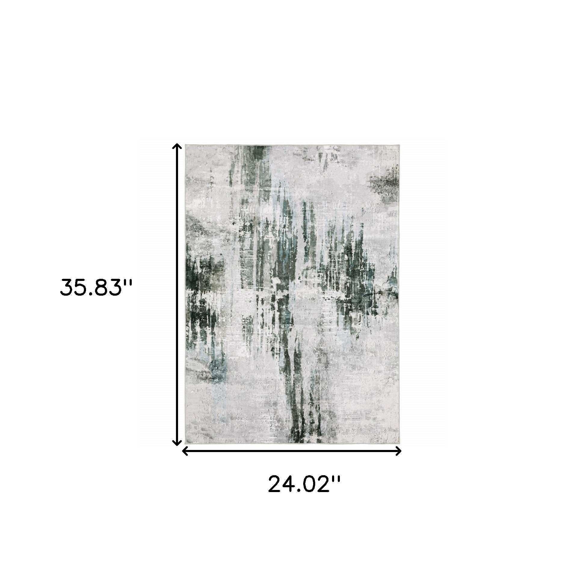 2' X 3' Silver Grey Teal Blue And Charcoal Abstract Printed Stain Resistant Non Skid Area Rug - Image 8