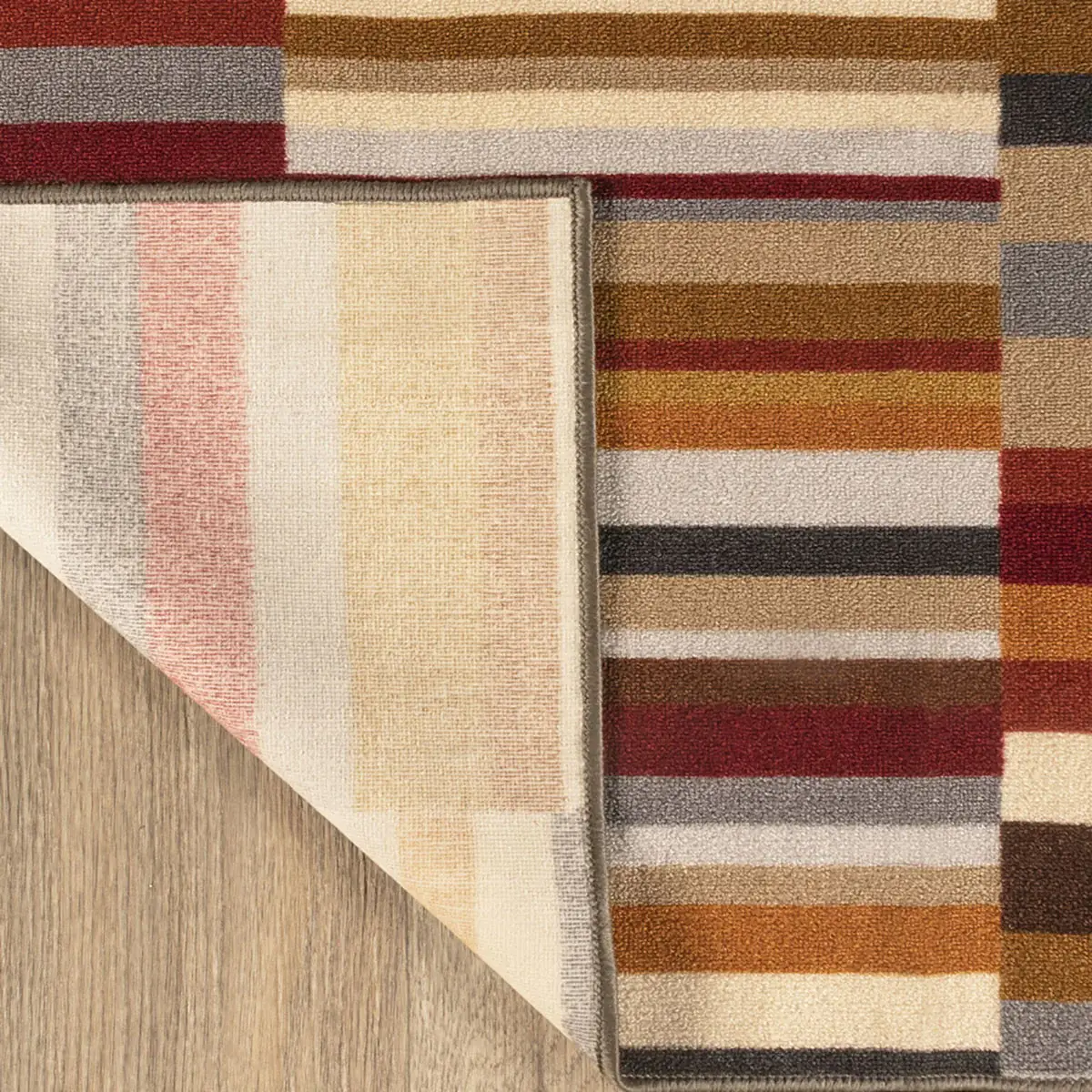 2' X 3' Taupe Striped Stain Resistant Non Skid Indoor Outdoor Area Rug - Image 3