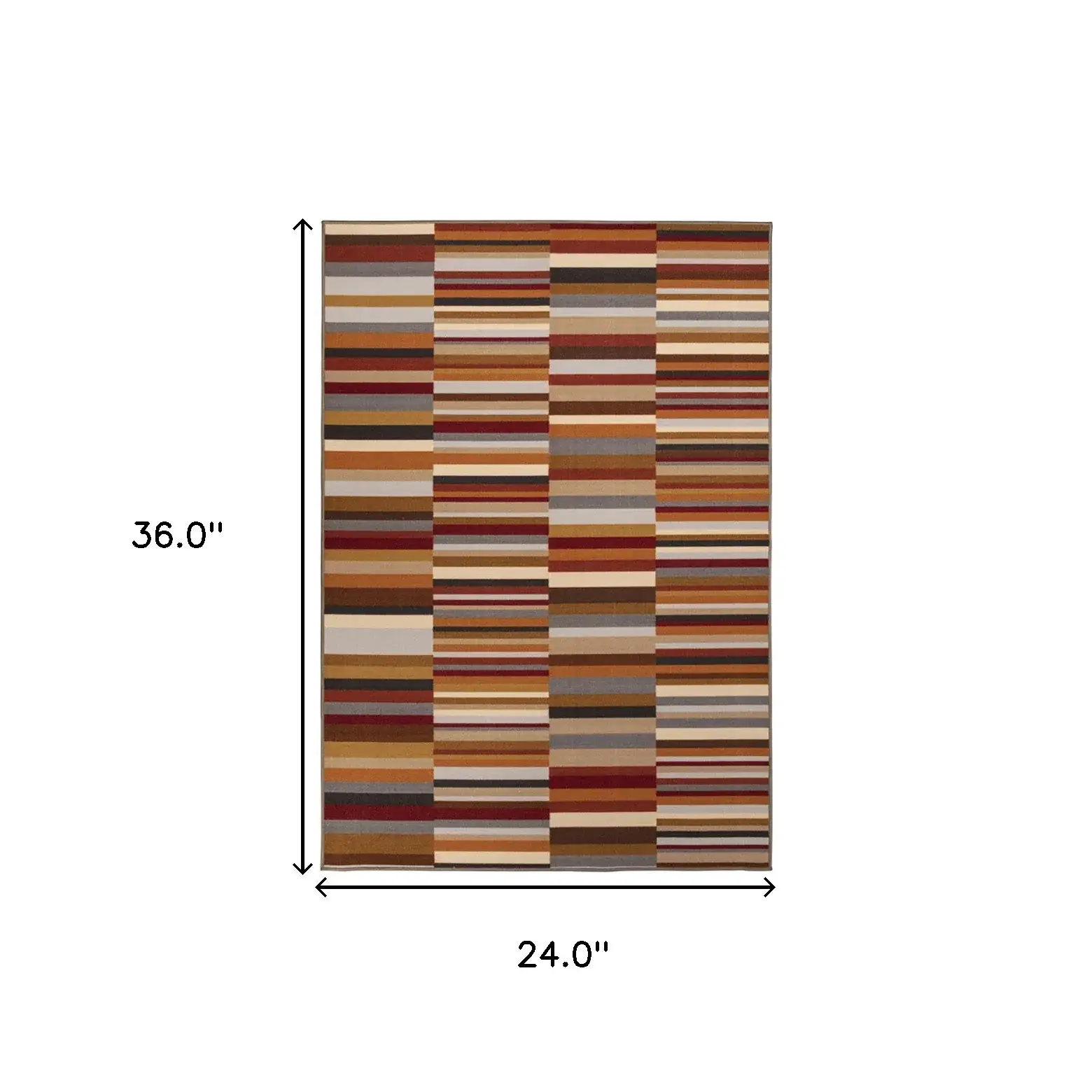 2' X 3' Taupe Striped Stain Resistant Non Skid Indoor Outdoor Area Rug - Image 5