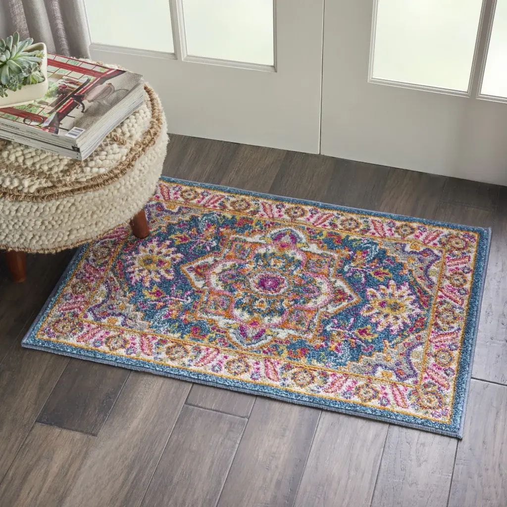 2' X 3' Teal Blue Power Loom Area Rug - Image 7