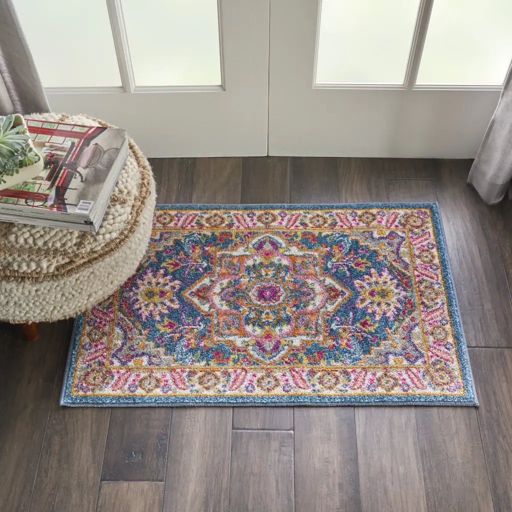 2' X 3' Teal Blue Power Loom Area Rug - Image 9