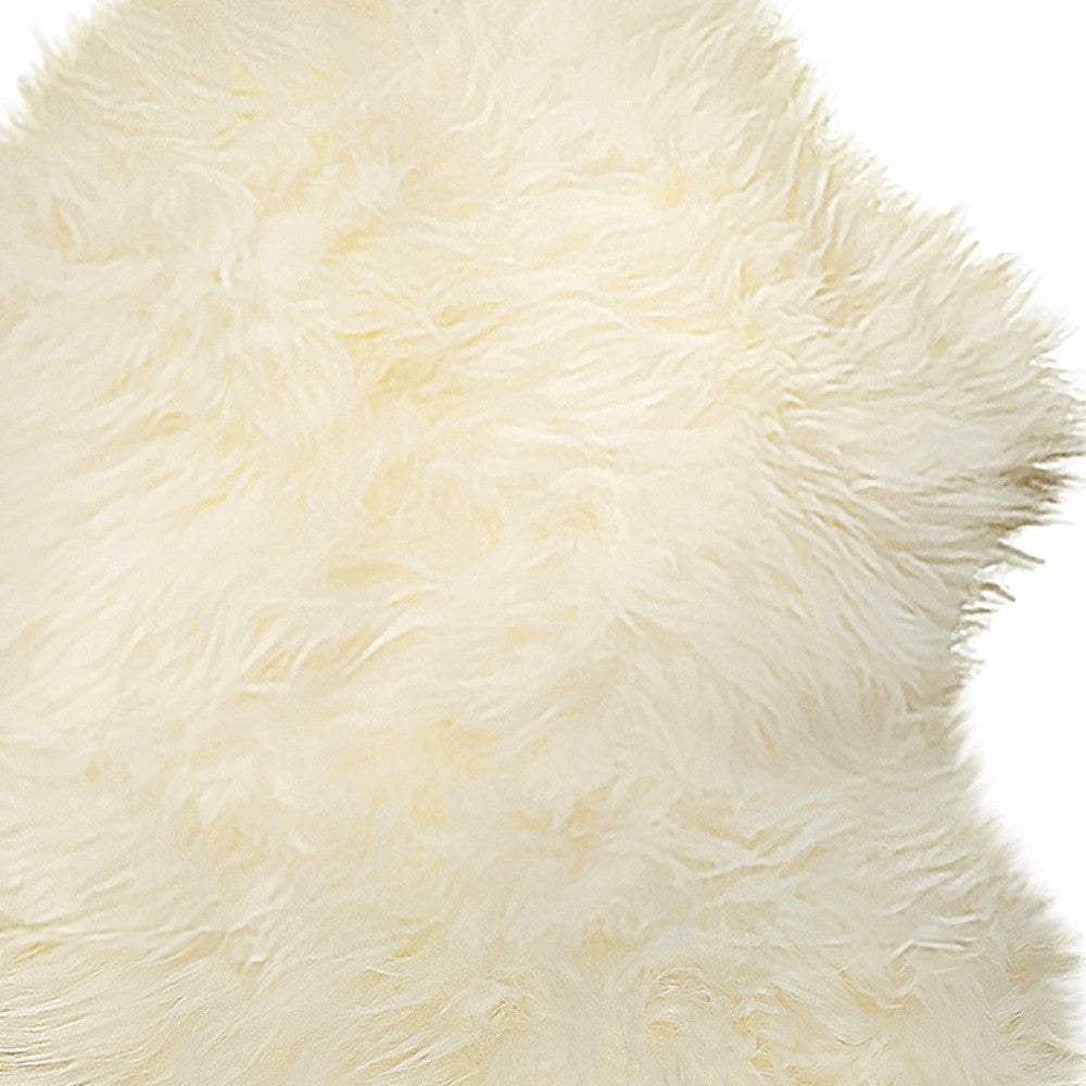 2' X 3' White Natural New Zealand Sheepskin Wool Area Rug - Image 6
