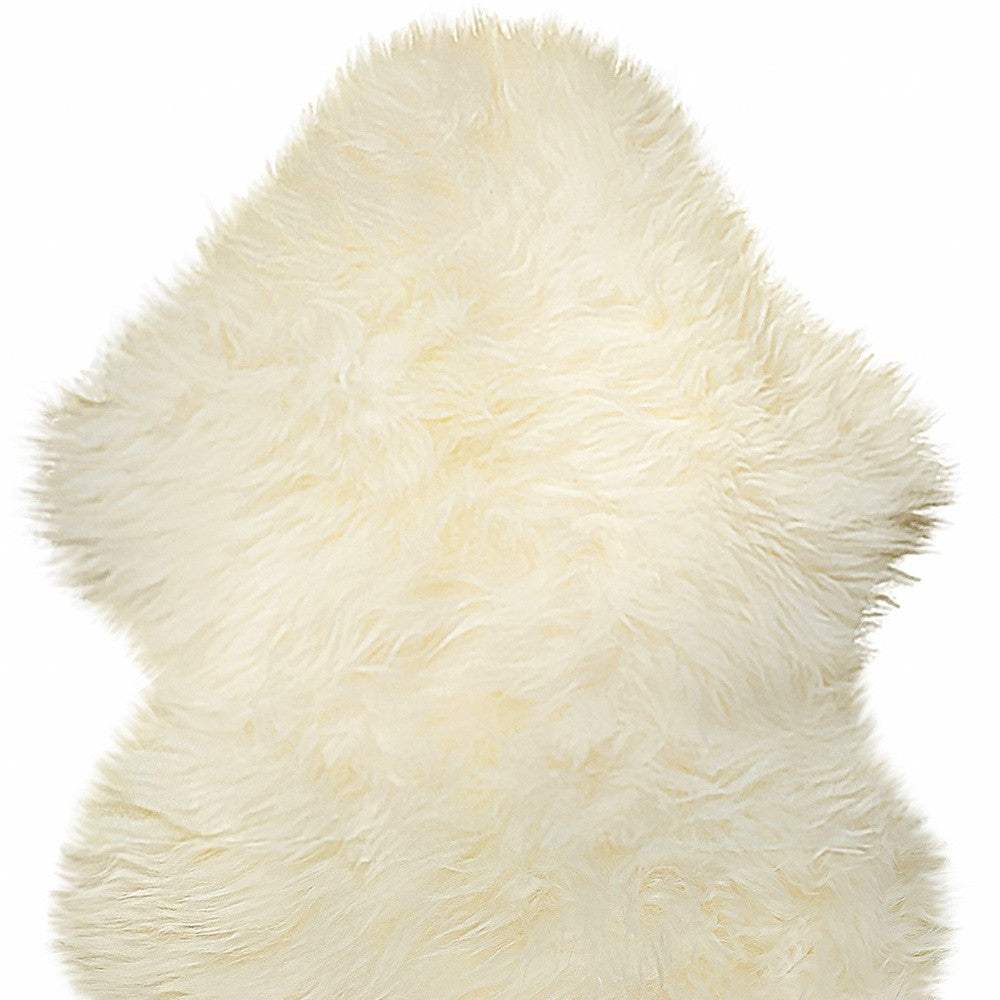 2' X 3' White Natural New Zealand Sheepskin Wool Area Rug - Image 7