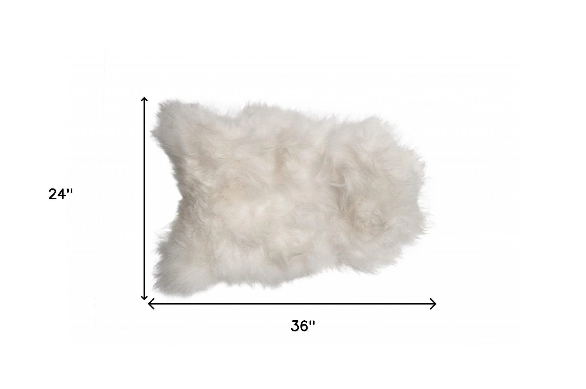 2' X 3' White Natural Wool Long-Haired Sheepskin Area Rug - Image 3