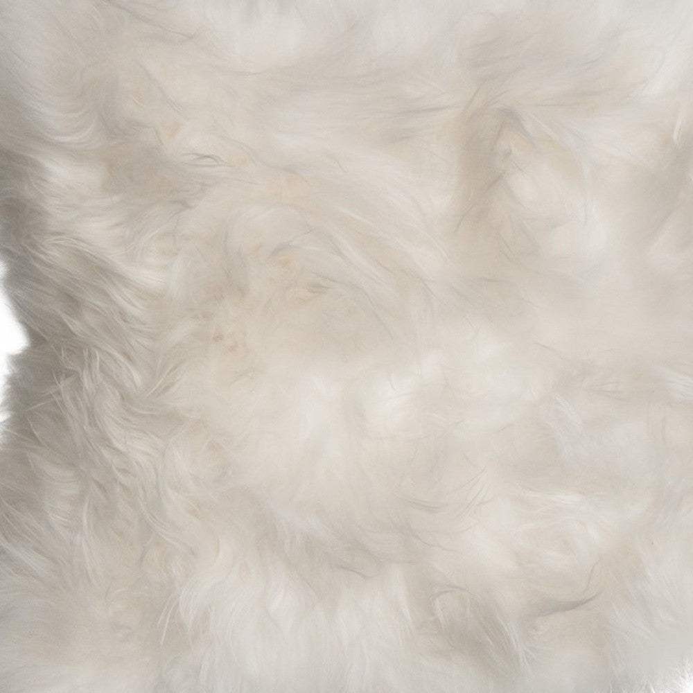 2' X 3' White Natural Wool Long-Haired Sheepskin Area Rug - Image 6