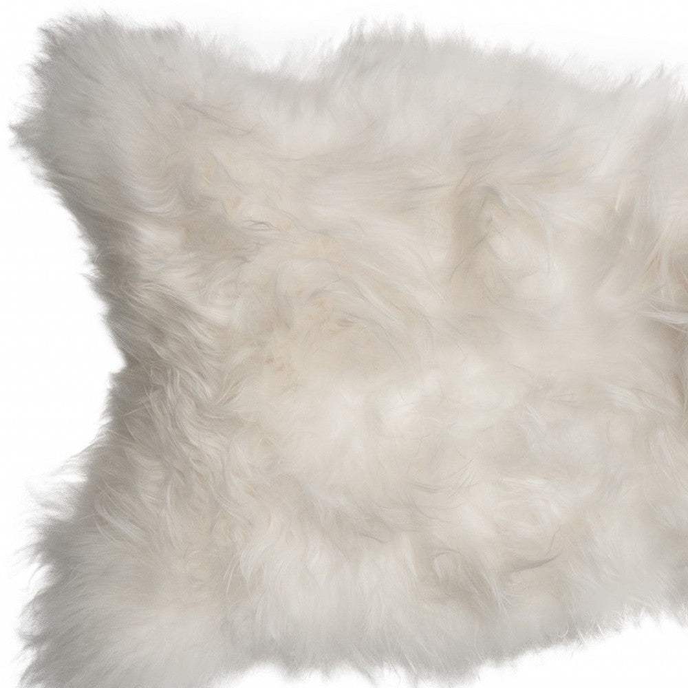 2' X 3' White Natural Wool Long-Haired Sheepskin Area Rug - Image 7