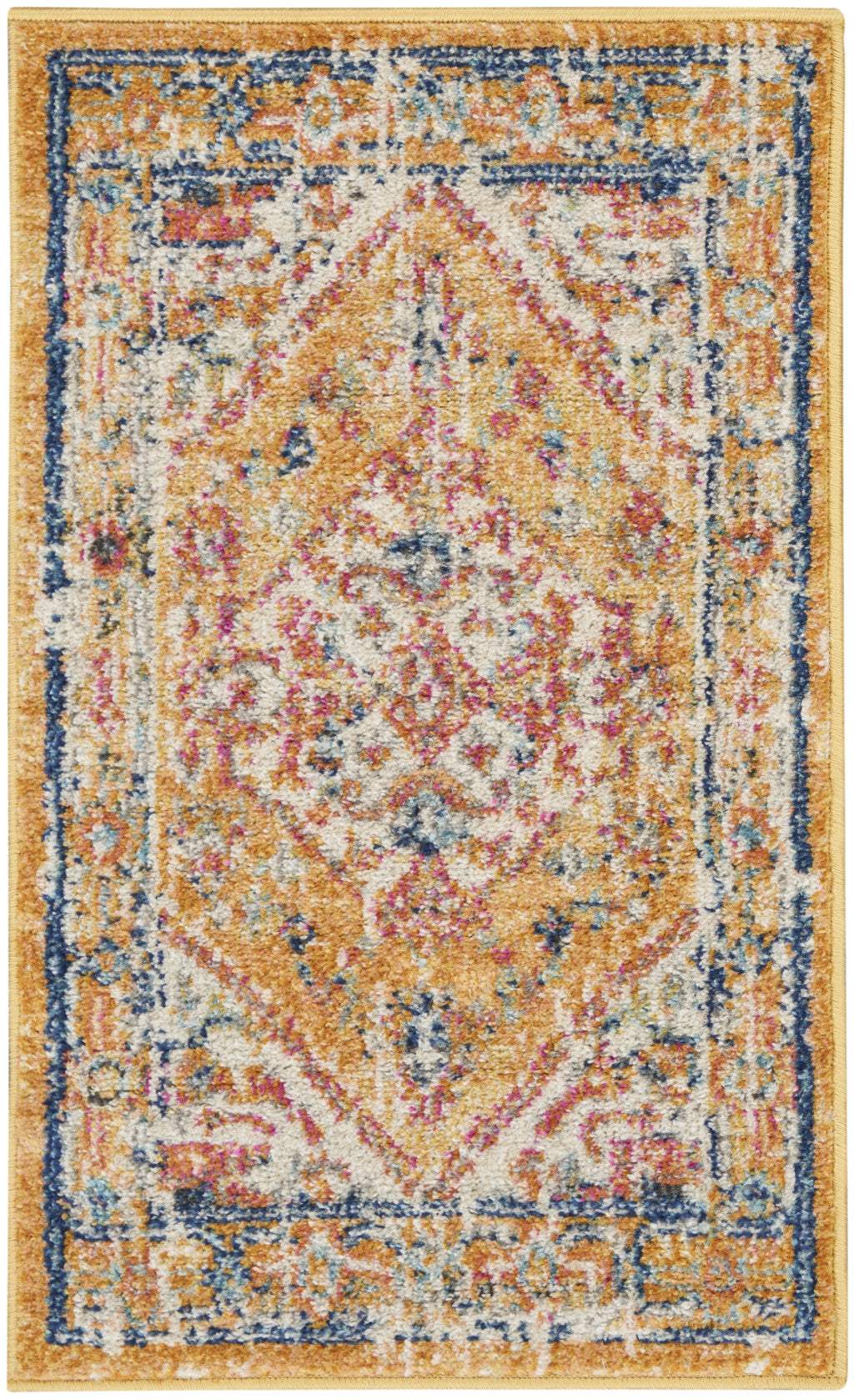2' X 3' Yellow And Ivory Dhurrie Area Rug - Image 2