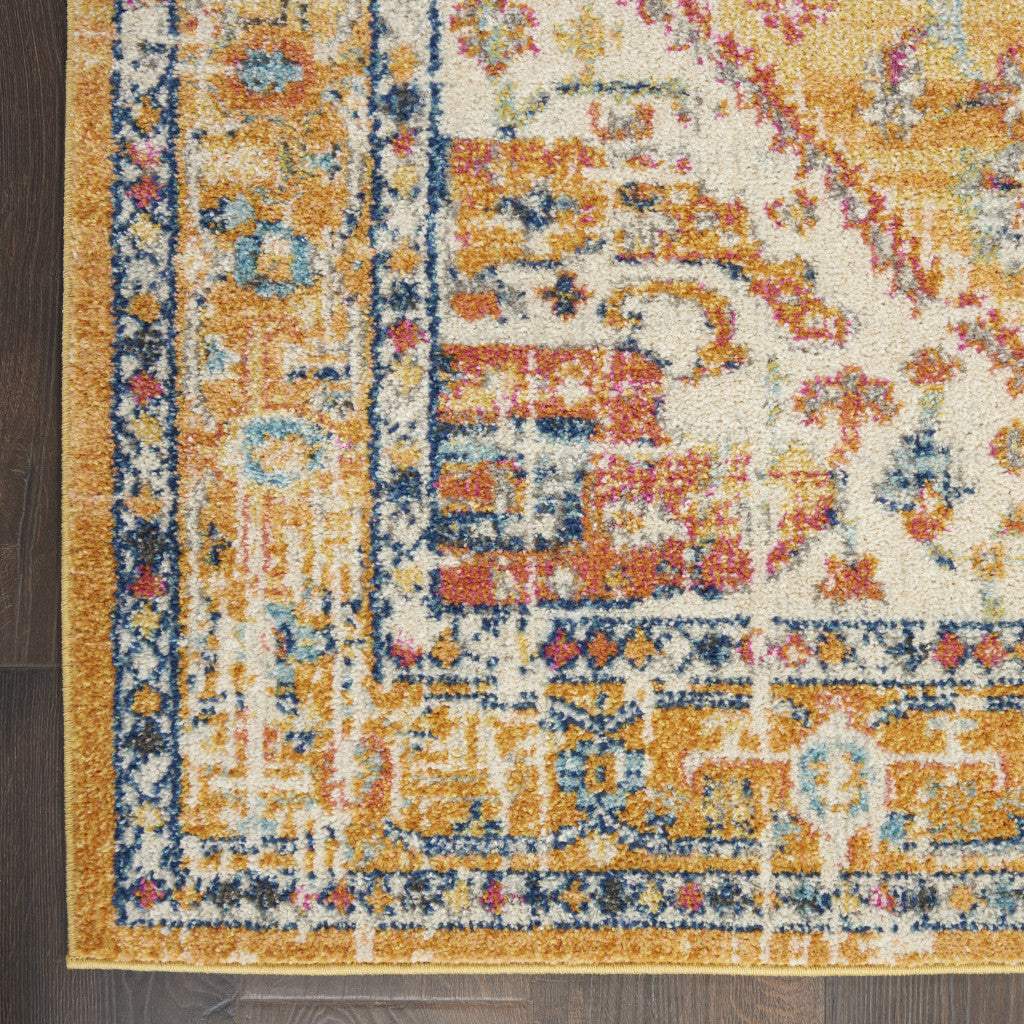 2' X 3' Yellow And Ivory Dhurrie Area Rug - Image 3