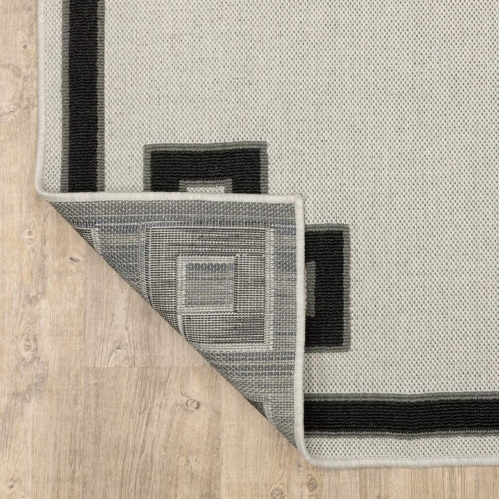 2' X 4' Beige and Black Stain Resistant Indoor Outdoor Area Rug - Image 8