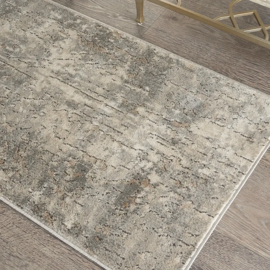 2' X 4' Beige And Grey Abstract Power Loom Non Skid Area Rug - Image 7