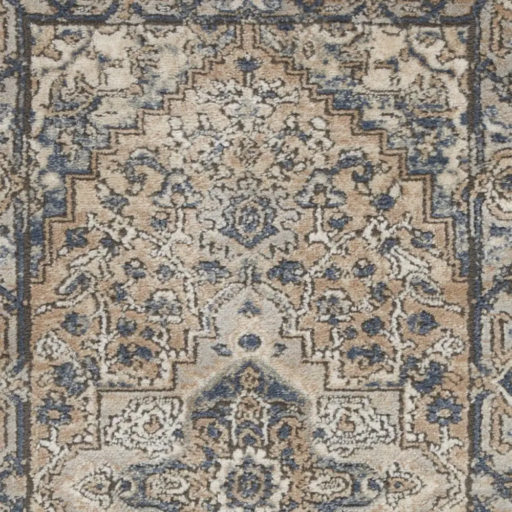 2' X 4' Beige And Grey Oriental Power Loom Non Skid Area Rug - Image 2