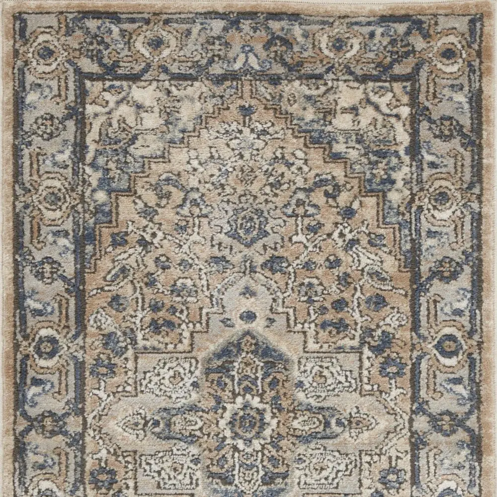 2' X 4' Beige And Grey Oriental Power Loom Non Skid Area Rug - Image 3