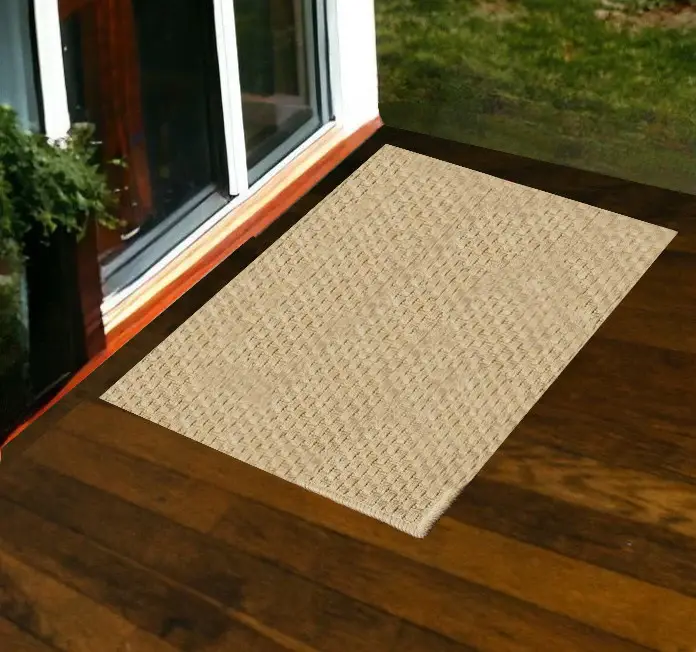 2' X 4' Beige Indoor Outdoor Area Rug