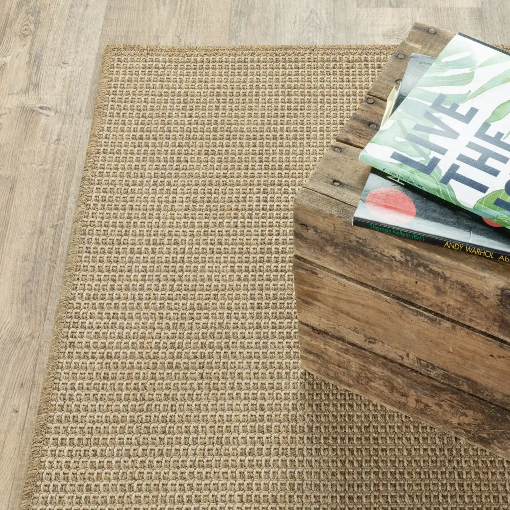 2' X 4' Beige Stain Resistant Indoor Outdoor Area Rug - Image 6