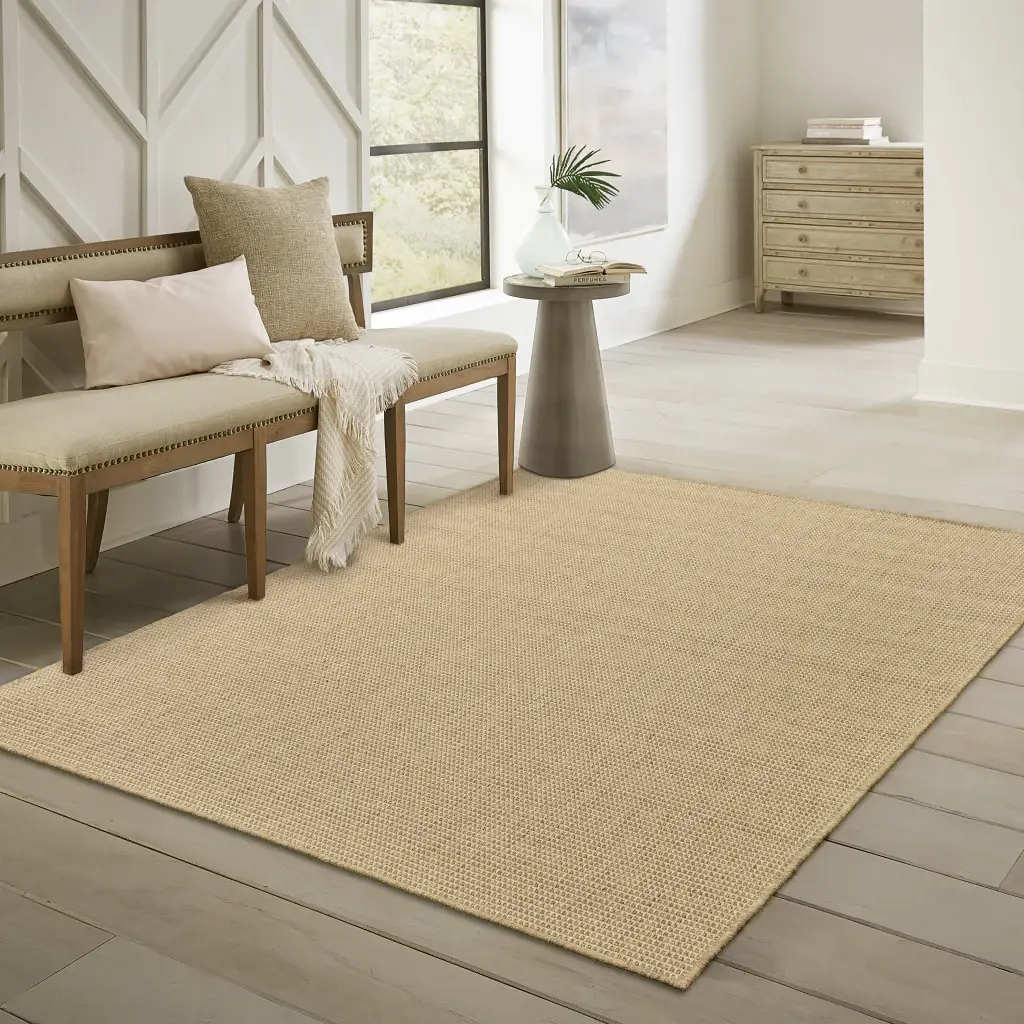 2' X 4' Beige Stain Resistant Indoor Outdoor Area Rug - Image 9