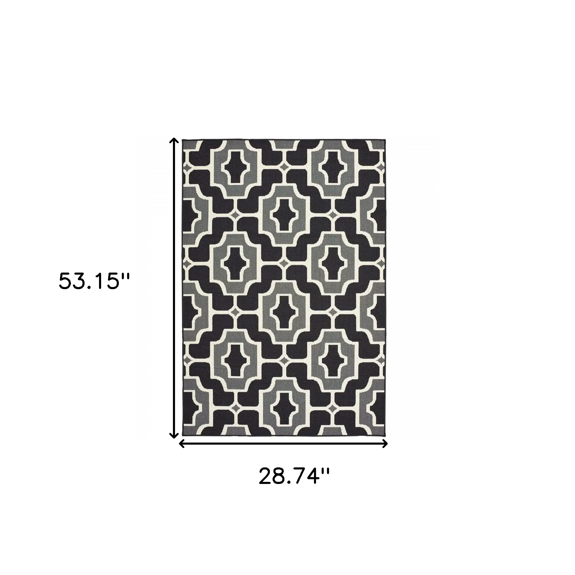 2' X 4' Black and Gray Geometric Stain Resistant Indoor Outdoor Area Rug - Image 5