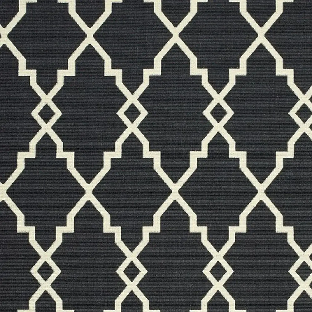 2' X 4' Black and Ivory Indoor Outdoor Area Rug - Image 2